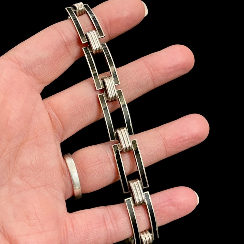 Art deco sterling and enameled bracelet